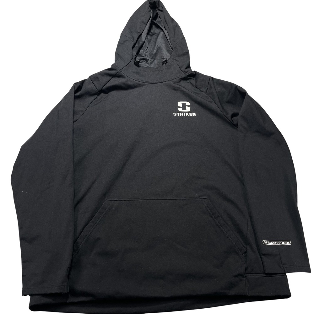 Striker Hoodie Mens 2XL Black Logo Fleece Pullover Sweatshirt UNRL Collab